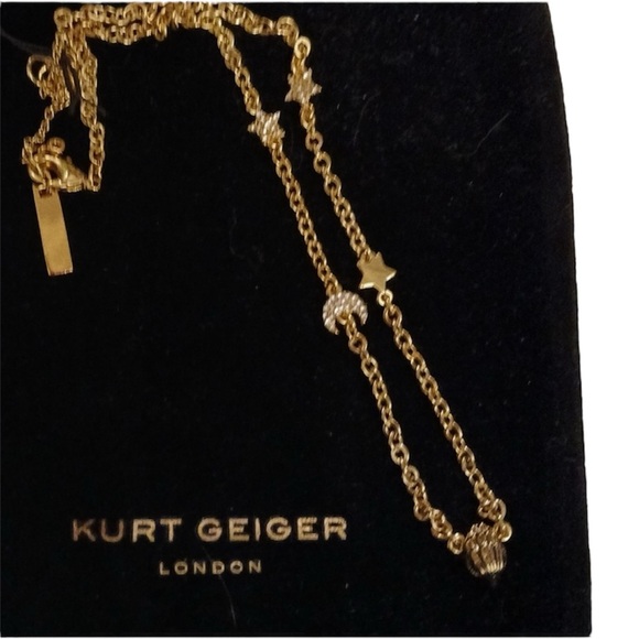 NWT Kurt Geiger London Eagle Raven Cosmic Celestial Gold Necklace with Dust Bag - Picture 3 of 3